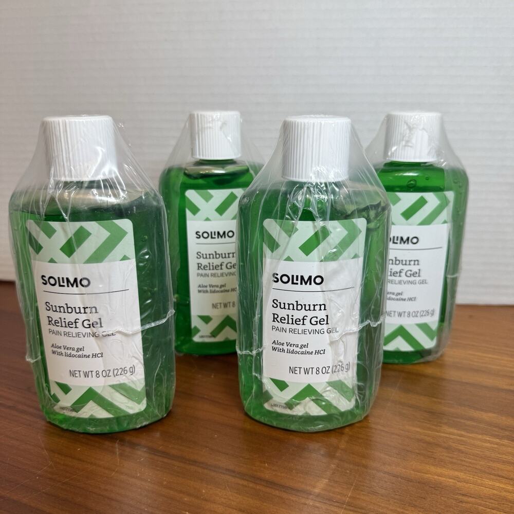 Solimo Gel W/ Lidocaine Burn Relief Sunburn,Cuts,Scrapes,Insect Bites X 4 Lot